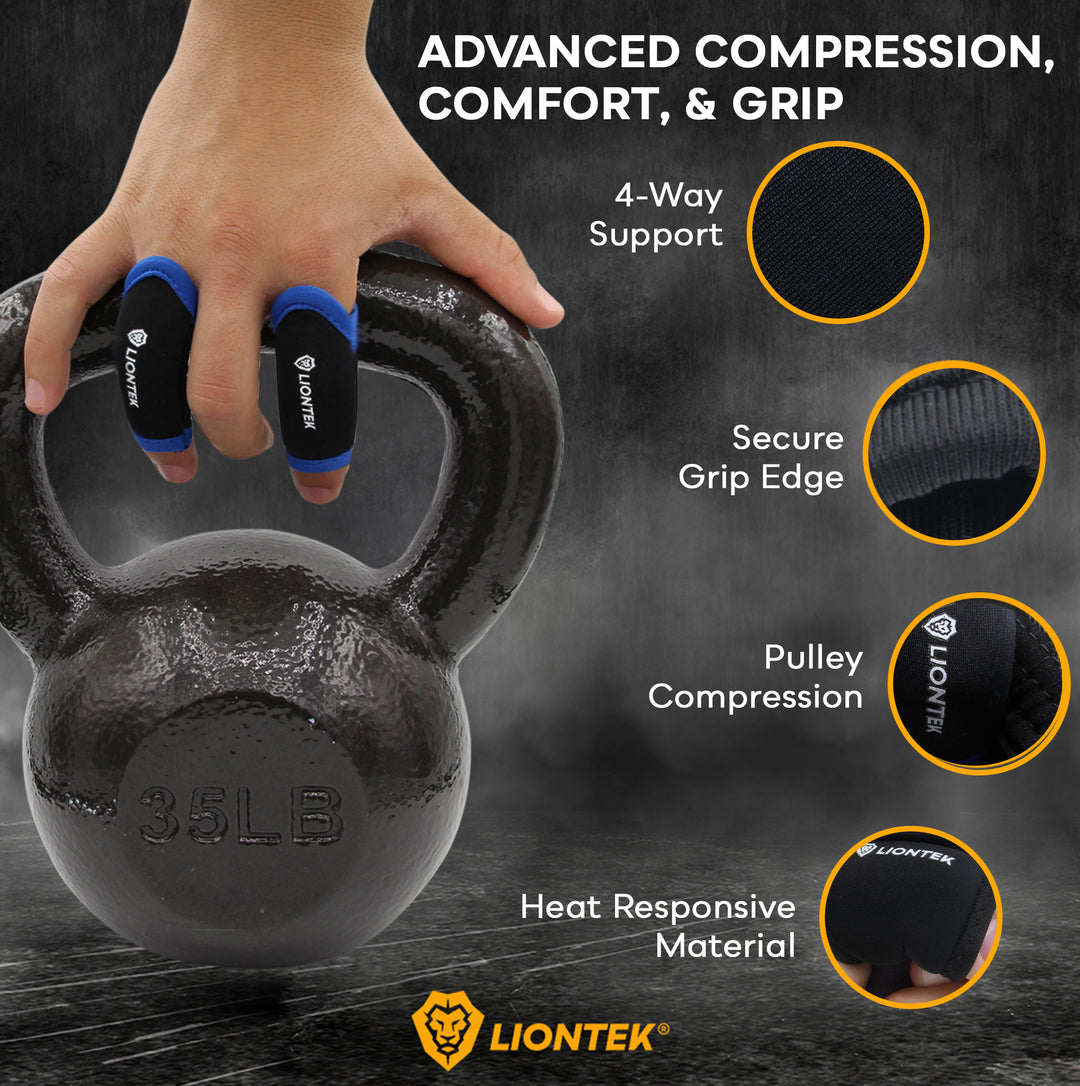 LIONTEK Single Finger Sleeve Pair - Sports Compression Finger Sleeve for BJJ, MMA, Basketball, Weight Lifting, and More